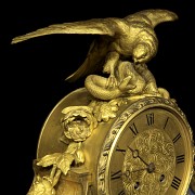 Reloj de sobremesa de bronce y porcelana, Francia, S.XIX