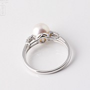 Anillo perla blanca en oro blanco de 18k y diamantes - 2