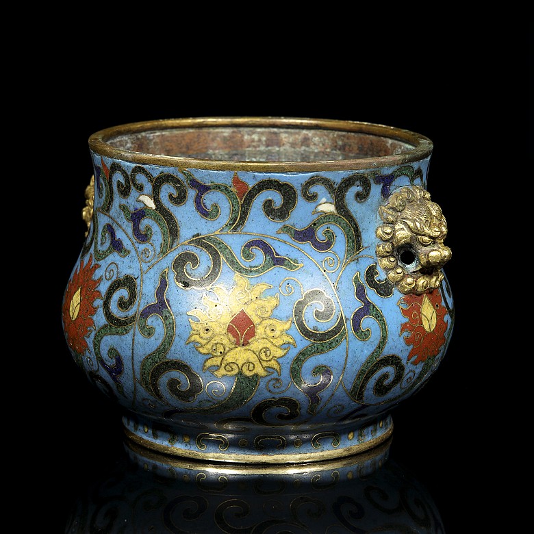 Small cloisonné bronze censer, with Kangxi mark