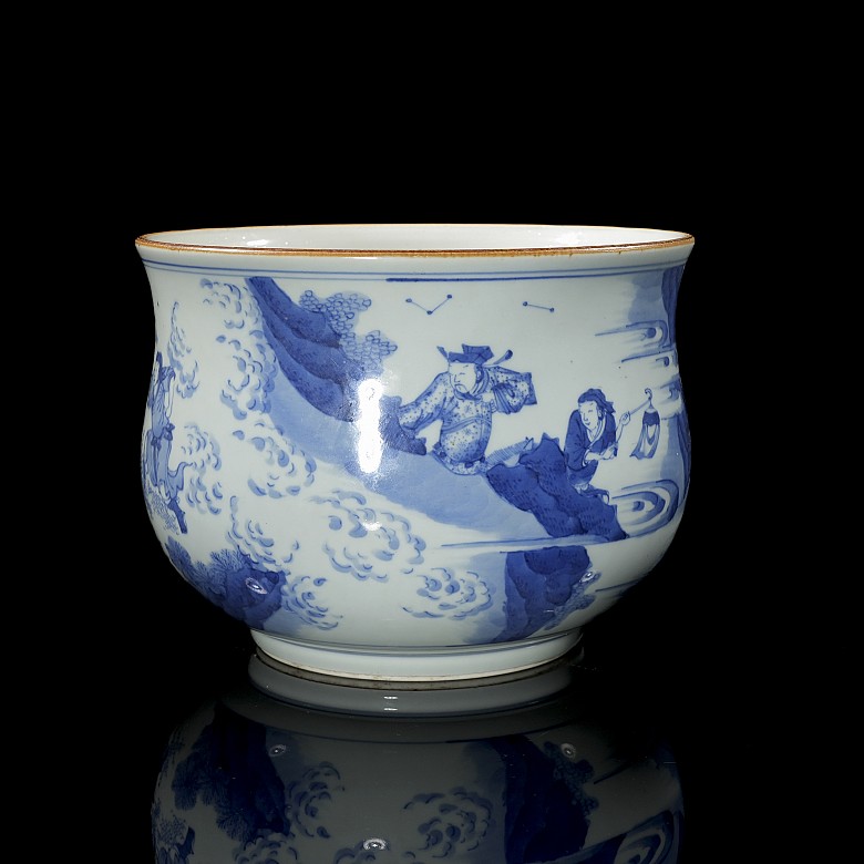 Blue and white ceramic vessel ‘Scene’, 20th century