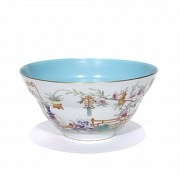 Enameled bowl with treasures, peaches and bats, with Daoguang seal.