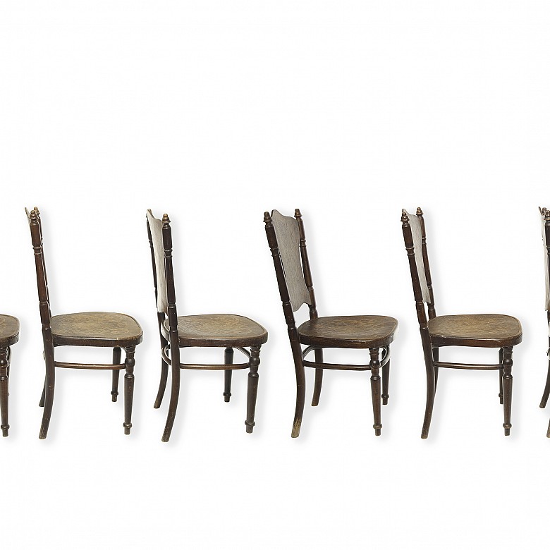 Set of six wooden chairs, Fischel, 19th- 20th century - 8