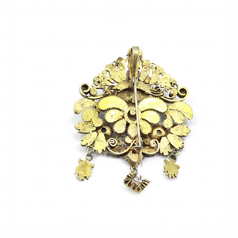 Brass brooch diamonds from Matara (zircon), Indonesia