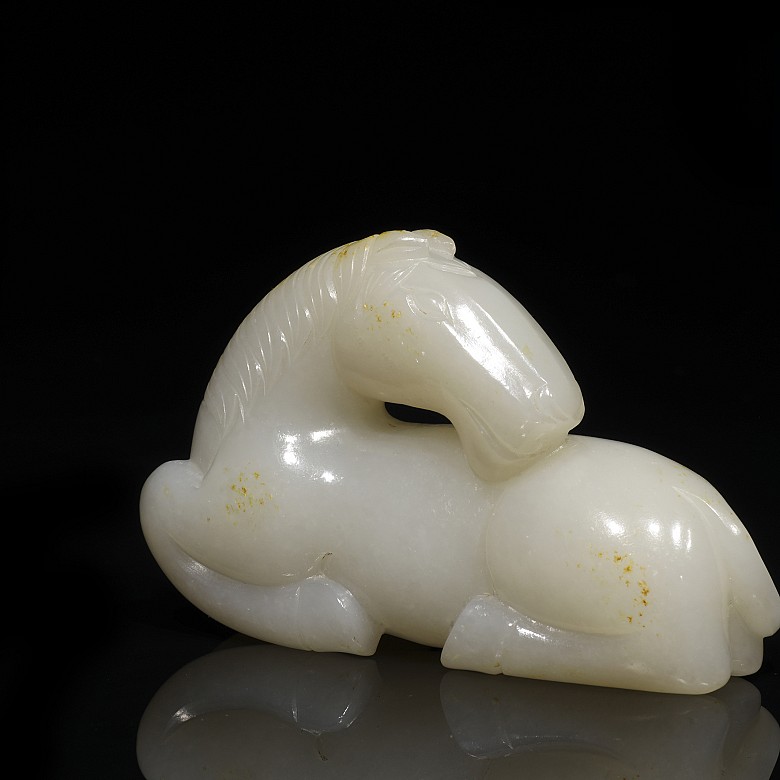 White jade figure 'horse', Qing dynasty, Qianlong