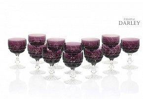 Set of cut crystal glasses, 20th century