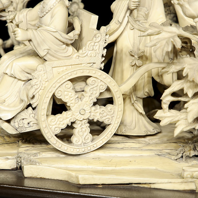 Ivory figure ‘Cart with ladies’, late 19th century