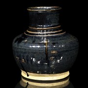 Ceramic vase, black glaze, 20th century