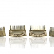 Set of fallera combs in golden metal