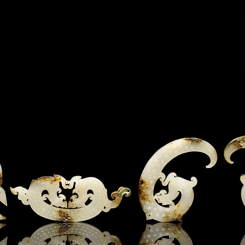 Set of four white jade ornaments, Warring States Period