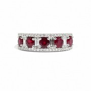 18k white gold ring with rubies and diamonds