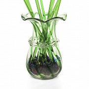 Vase with glass flowers, 20th century