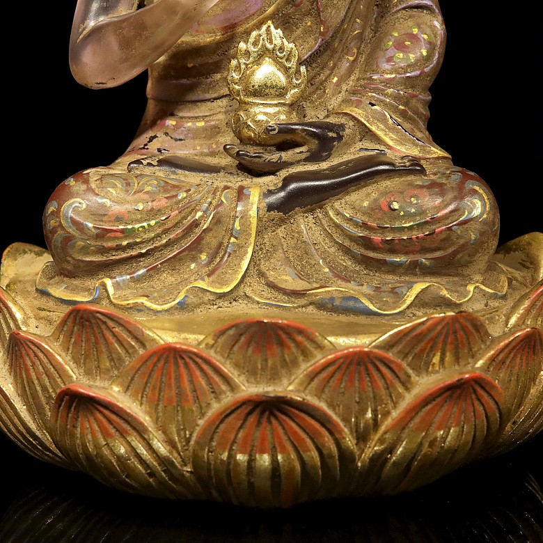 Buda Guanyin de vidrio esmaltado, dinastía Tang