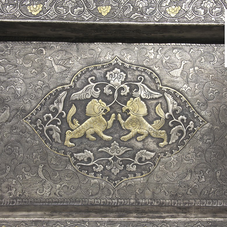 Chinese metal tray, Tang style.