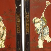 Inlaid lacquered wood folding screen, Qing dynasty