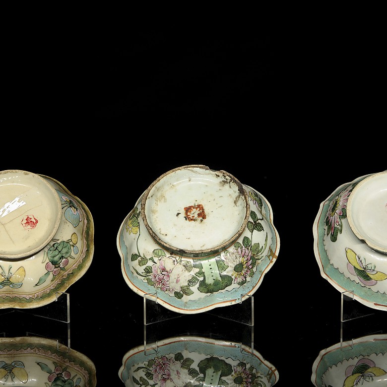 Three ‘famille rose’ bowls, Qing dynasty