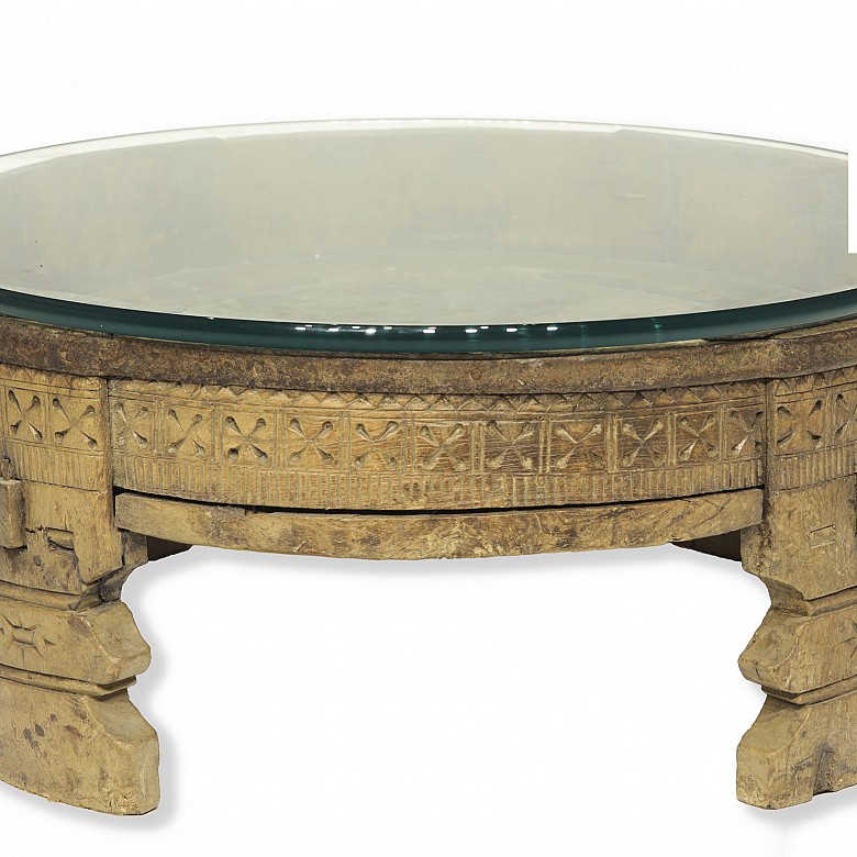 Low table with glass. 19th - 20th century