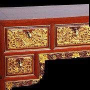 Desk in carved and polychrome wood, Peranakan, 20th century