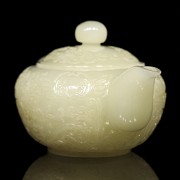 Tetera y tapa de jade blanco, dinastía Qing