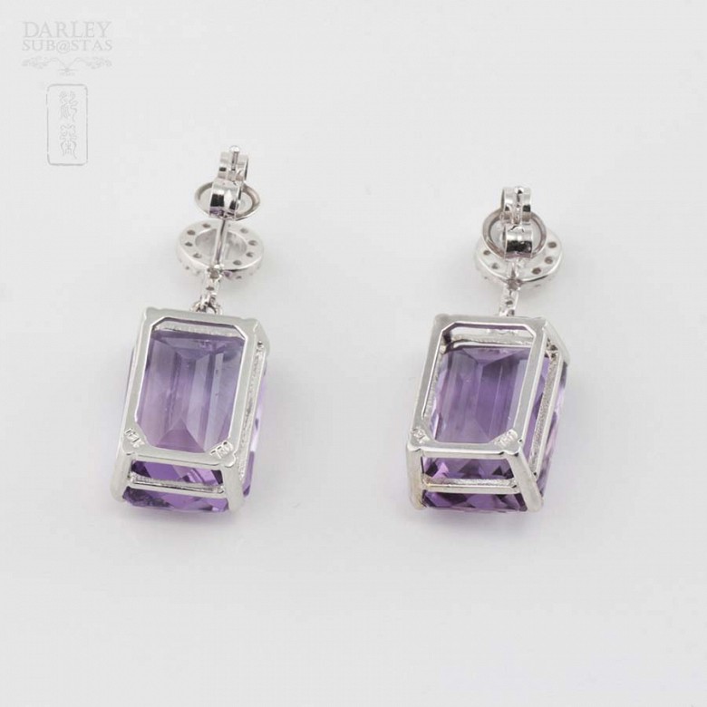 18k white gold and diamond amethyst earrings