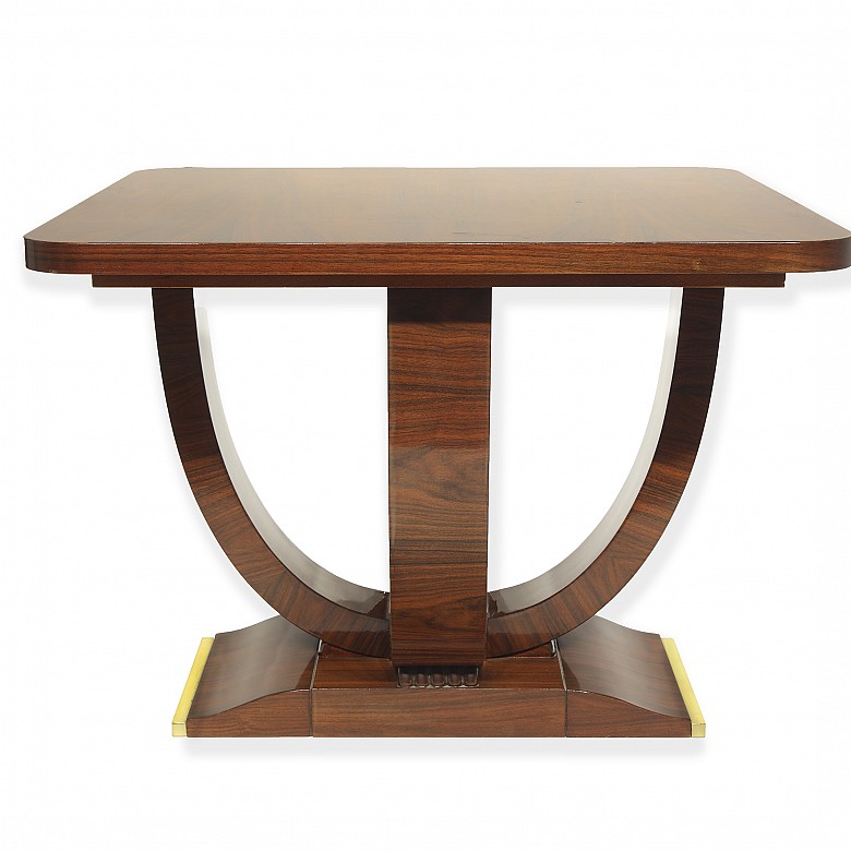 Square Art Deco style coffee table in Palo Santo wood