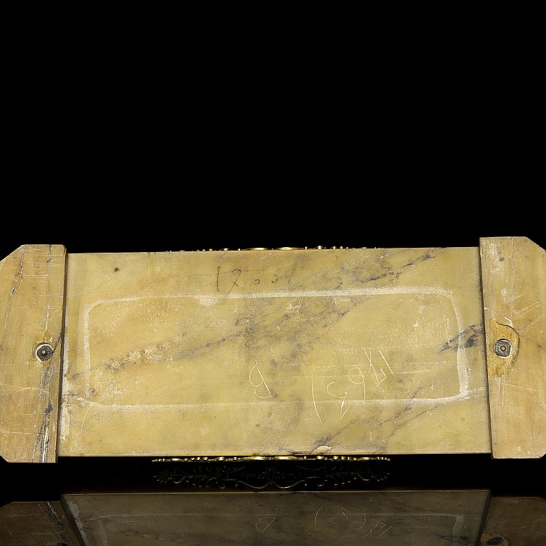 Double inkwell in yellow marble, Empire style, 19th century