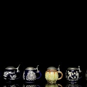 Six enamelled German beer steins, 20th century - 2