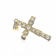 18k yellow gold cross with seven zircons