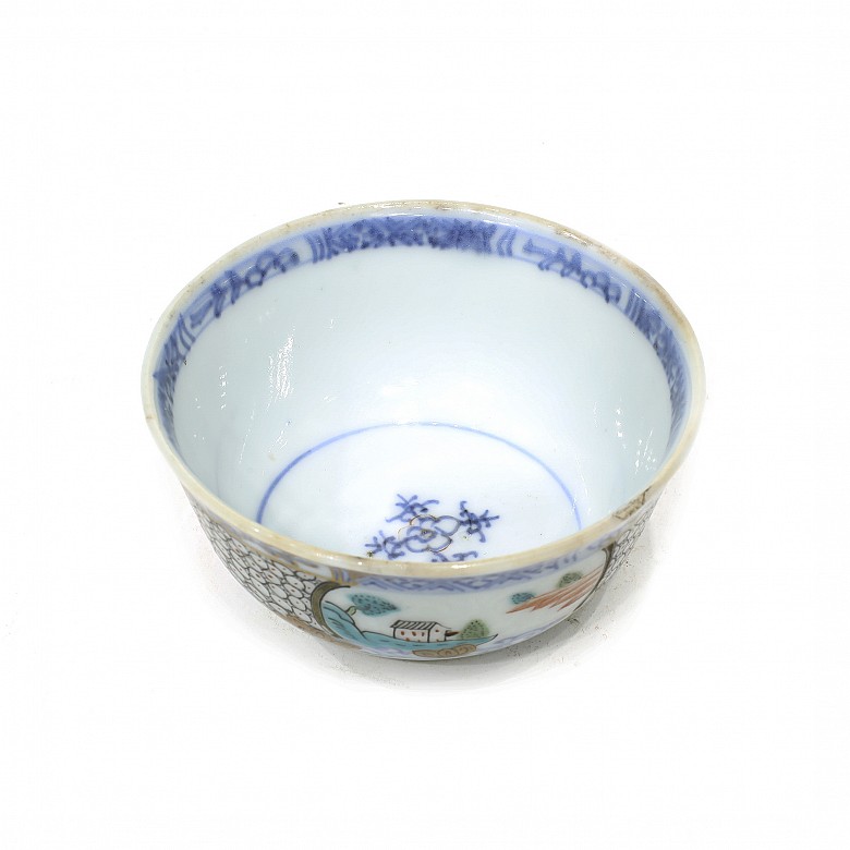 Small porcelain bowl with scenes, 20th century