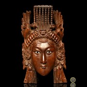 Carved wooden head, Bali, 20th century