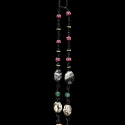 Beautiful agate and glass bead and ‘Dzi’ necklace, Qing dynasty