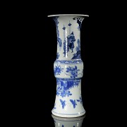 Blue-and-white porcelain ‘Gu’ vase ‘Characters and Nature’, Qing dynasty