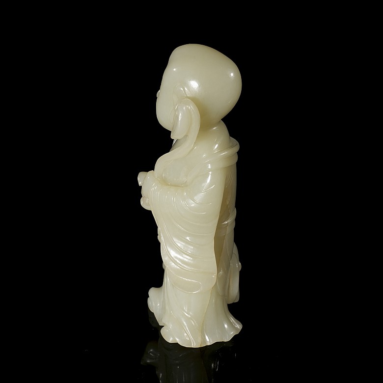 Carved jade figurine ‘Luohan with foo dog’, Qing dynasty