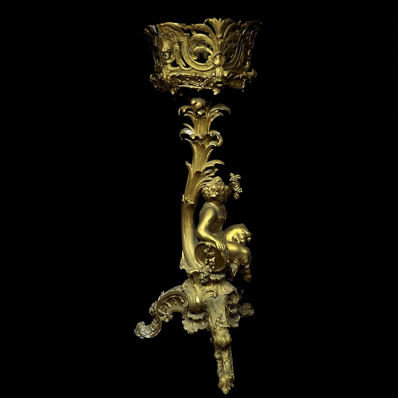 Gilded wooden pedestal with faun, 19th century