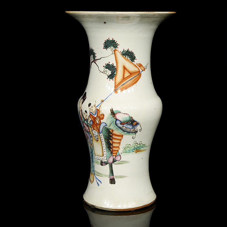 Enameled vase with a mythological scene, 19th century