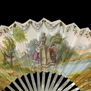 Fan with mother-of-pearl ‘Scenes in the Garden’, 19th century