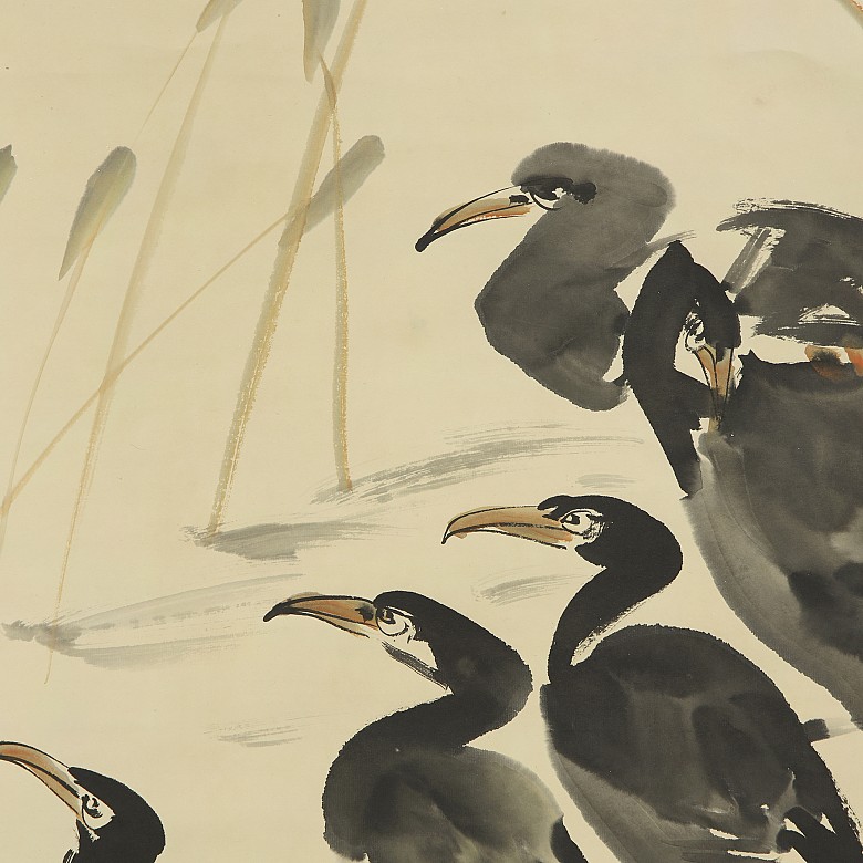 Chinese painting ‘Herons’, 20th century