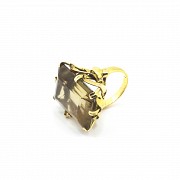 14k yellow gold ring with smoke topaz.