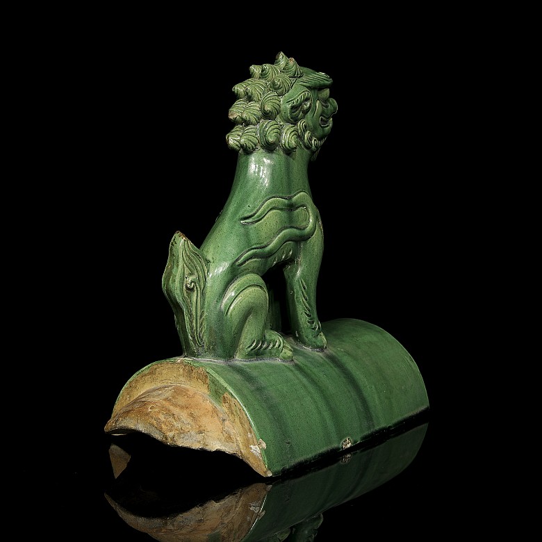 Green glazed tile “Lion Foo”, Qing dynasty