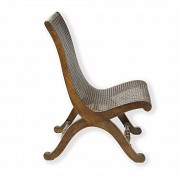 Valenti. Slipper style armchair with wicker grille seat, 20th century