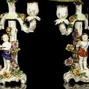 German porcelain candlesticks, Volkstedt, 19th century - 3