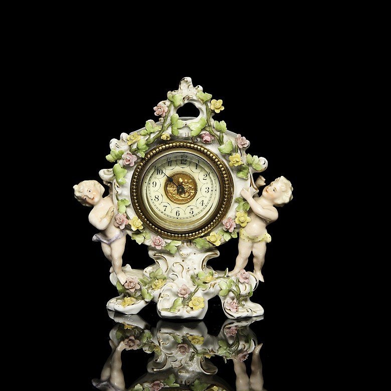 German porcelain clock ‘Infants’, 20th century