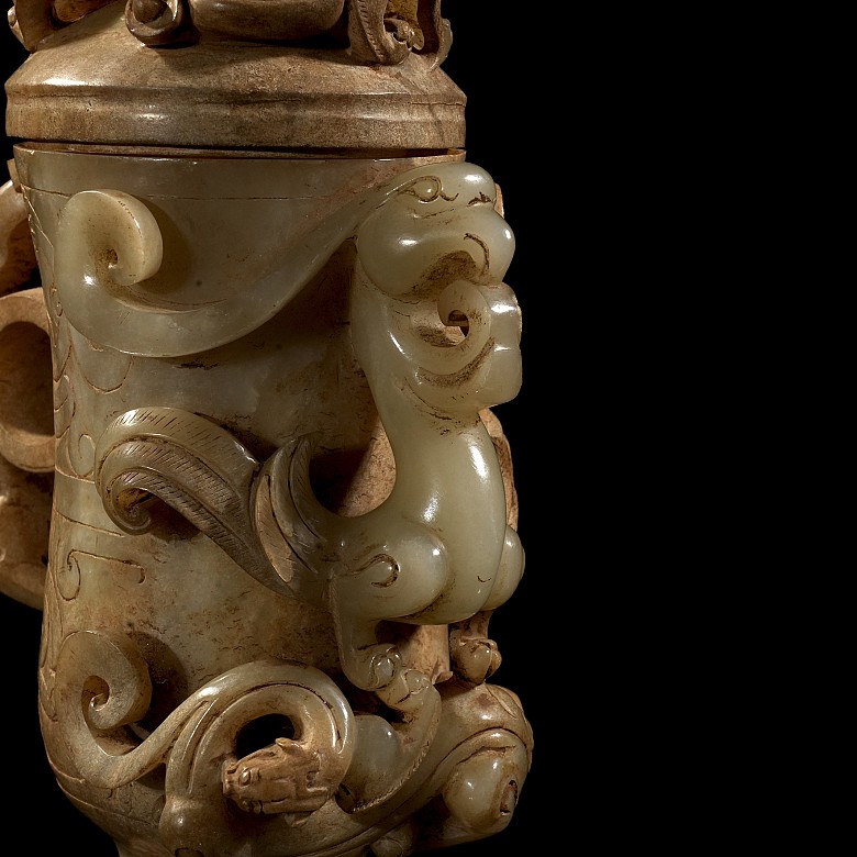 Jade cup ‘Phoenix and dragon’, Han style