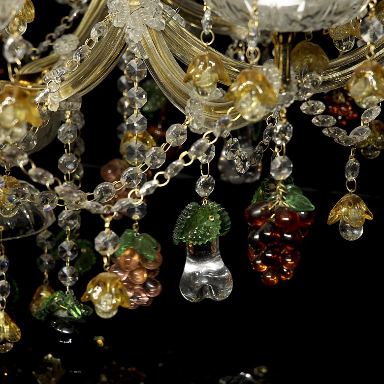 Chandelier lamp with fruit decorations, 20th century