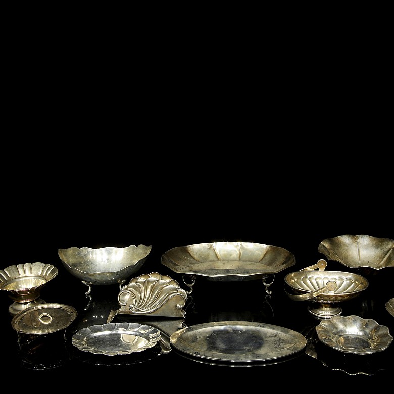 Twelve silver objects, 20th century