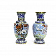 A pair of bronze vases, China, 20th century