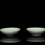 Pair of small celadon ceramic dishes, 20th century - 2