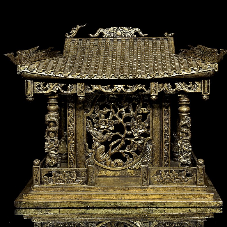 Small carved wooden temple, 19th - 20th century - 11