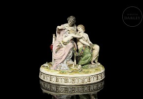 German porcelain ‘Venus clipping Cupid's wings’, 20th century