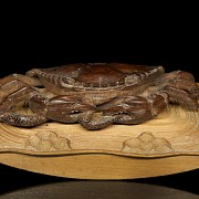 Carved wooden ink blotter ‘Crab’, 20th century - 7