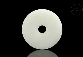 “Bi” white jade Hetian “Mountains and poem”, Qing dynasty